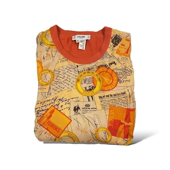 CELINE PARIS Silk & Wool Made in Italy Short Sleeve Top |Size: 42| - Picture 5 of 8